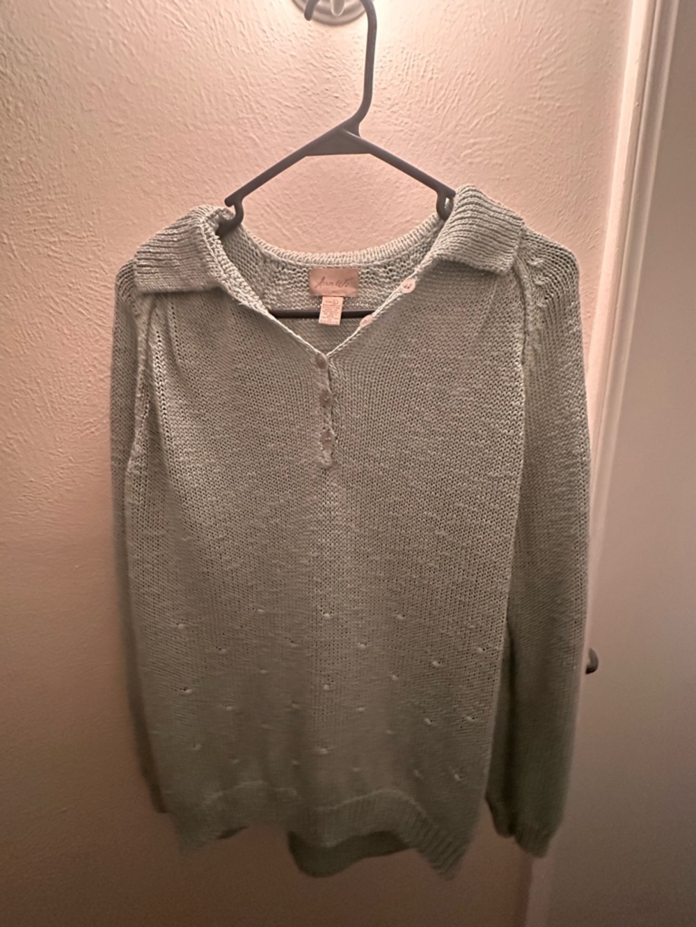 Light Green Collared Knit Sweater